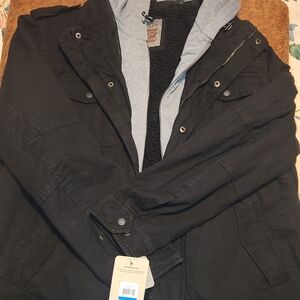 Levi's Black Jacket with Gray Hood